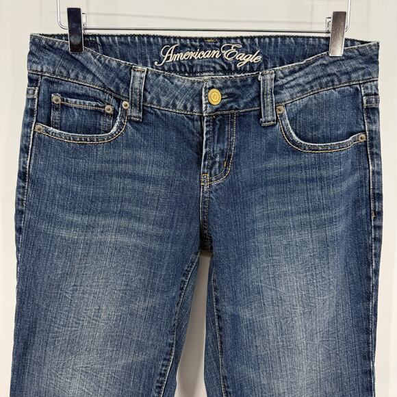 American Eagle Size 8 Favorite Boyfriend Jeans Bootcut Low Rise Denim 32" x 30" - Picture 2 of 9